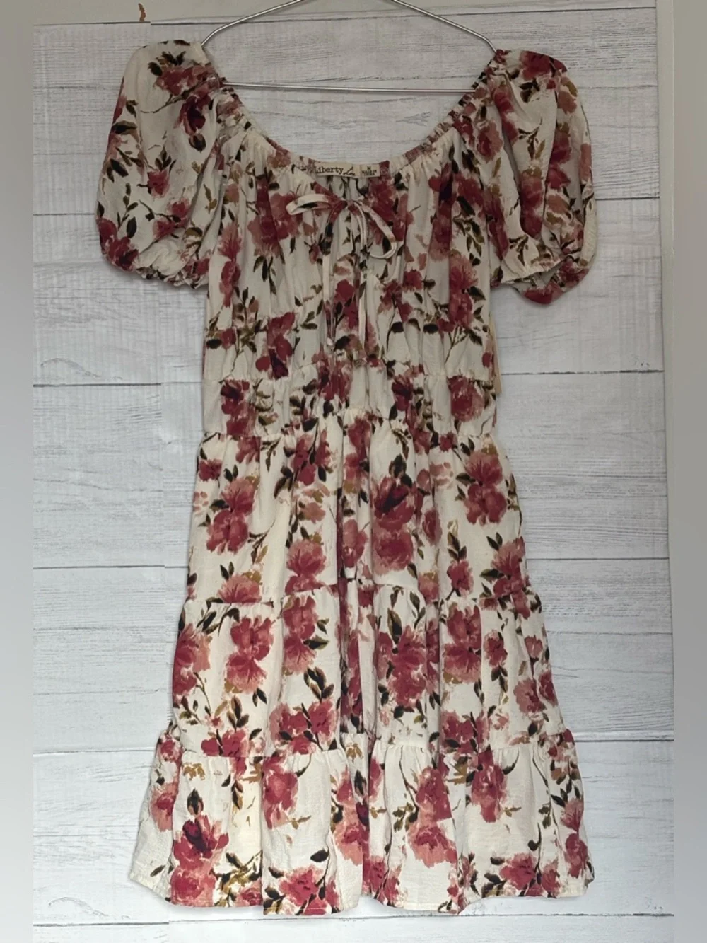 NWT Liberty Love Floral Mini Dress Puff Sleeve Cottagecore Size Medium - Picture 2 of 7
